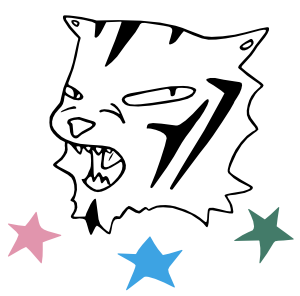 Logo depicting a styleized cat and stars